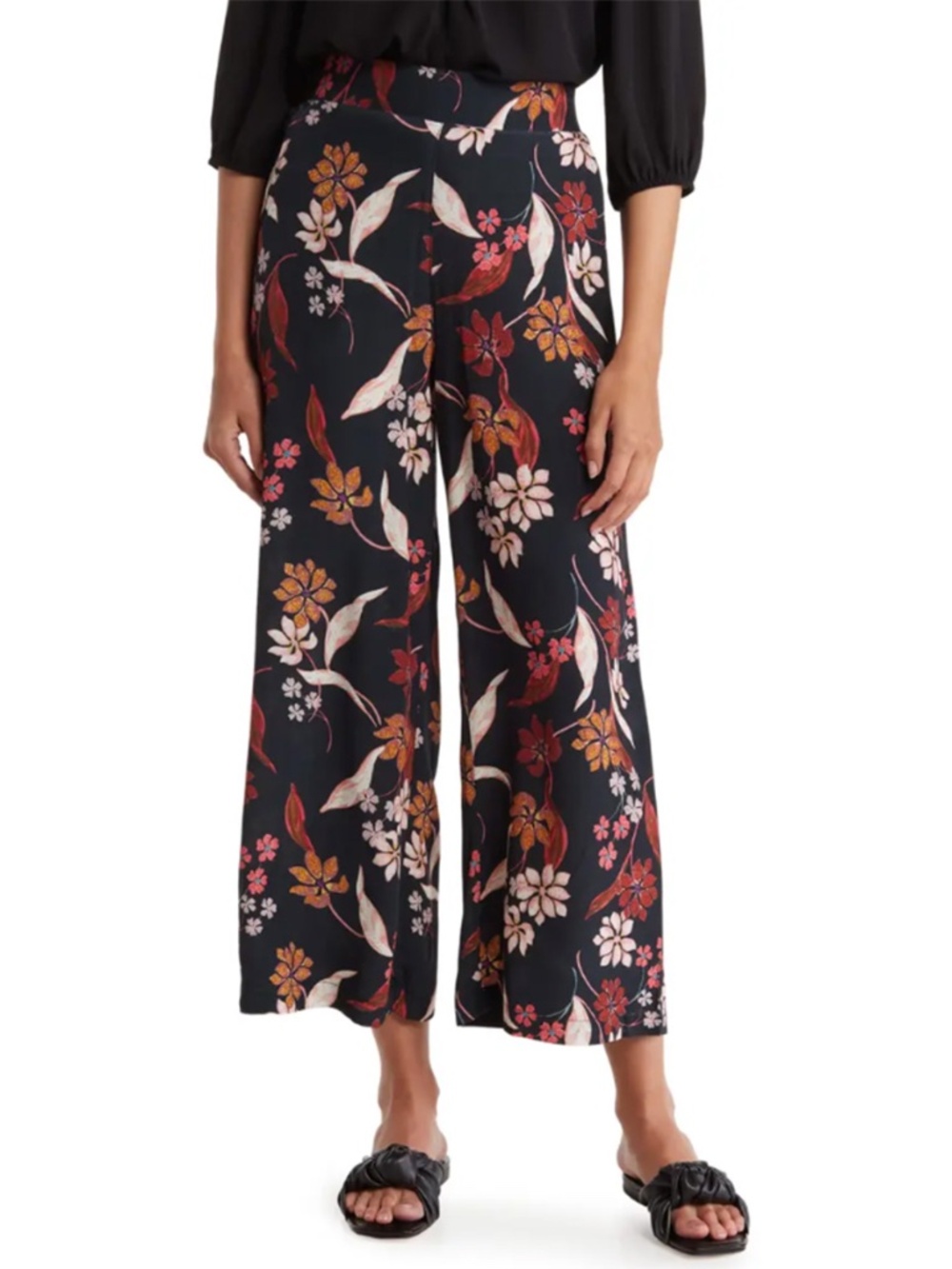 NWT T Tahari Ankle crop wide leg palazzo pants- floral print